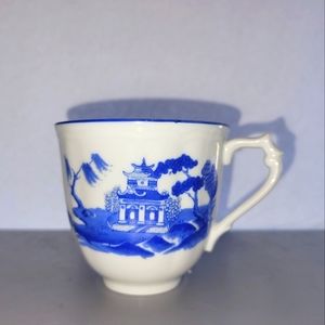 Japenese Teleflora Porcelain Tea Cup, Blue and White Decor